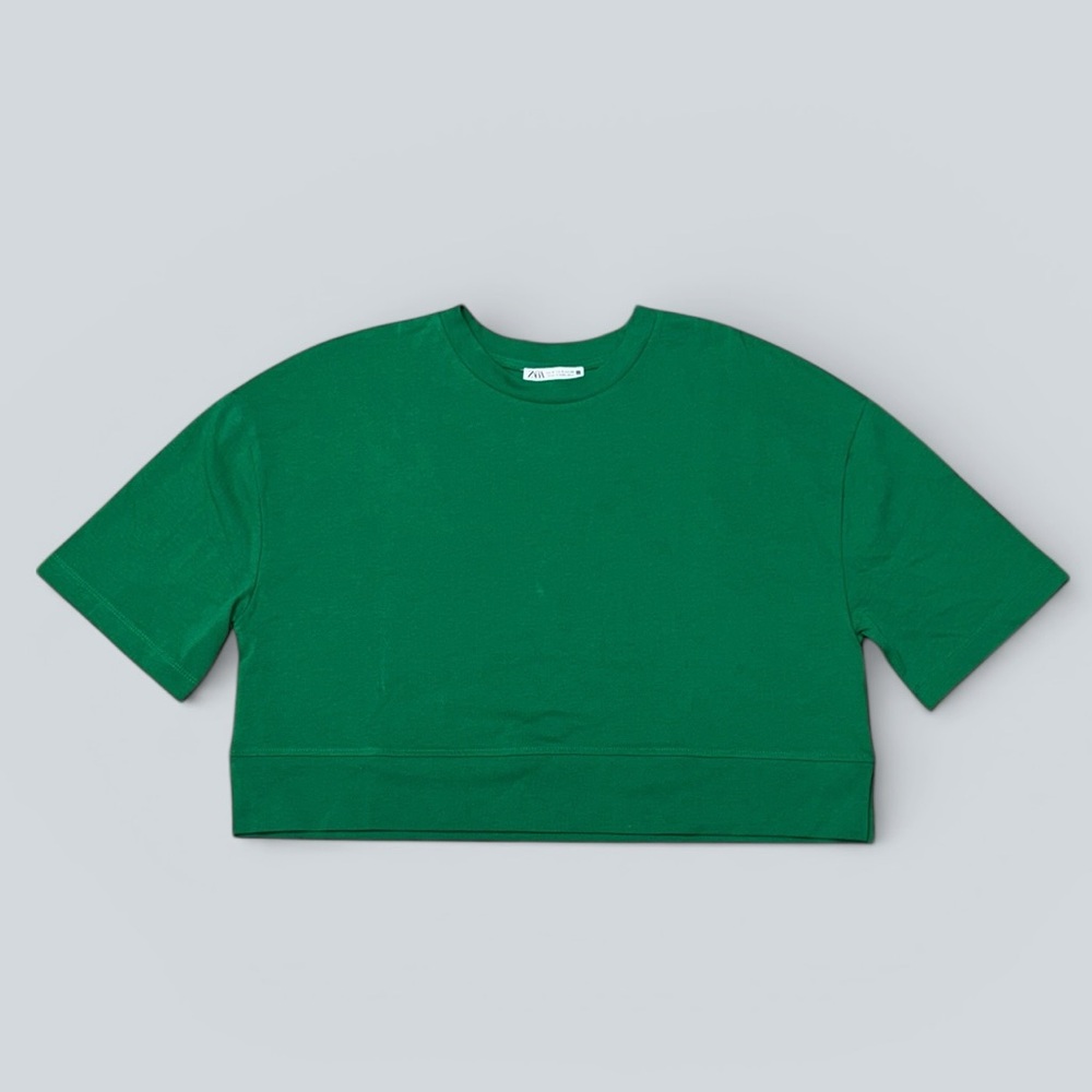 ZARA Oversized Cropped Short Sleeve Tee